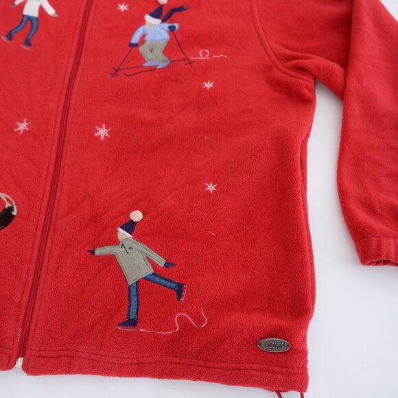 Northern Reflections Red Embroidered Skaters Winter Fleece Zip Up Sweater Xl - Picture 6 of 12